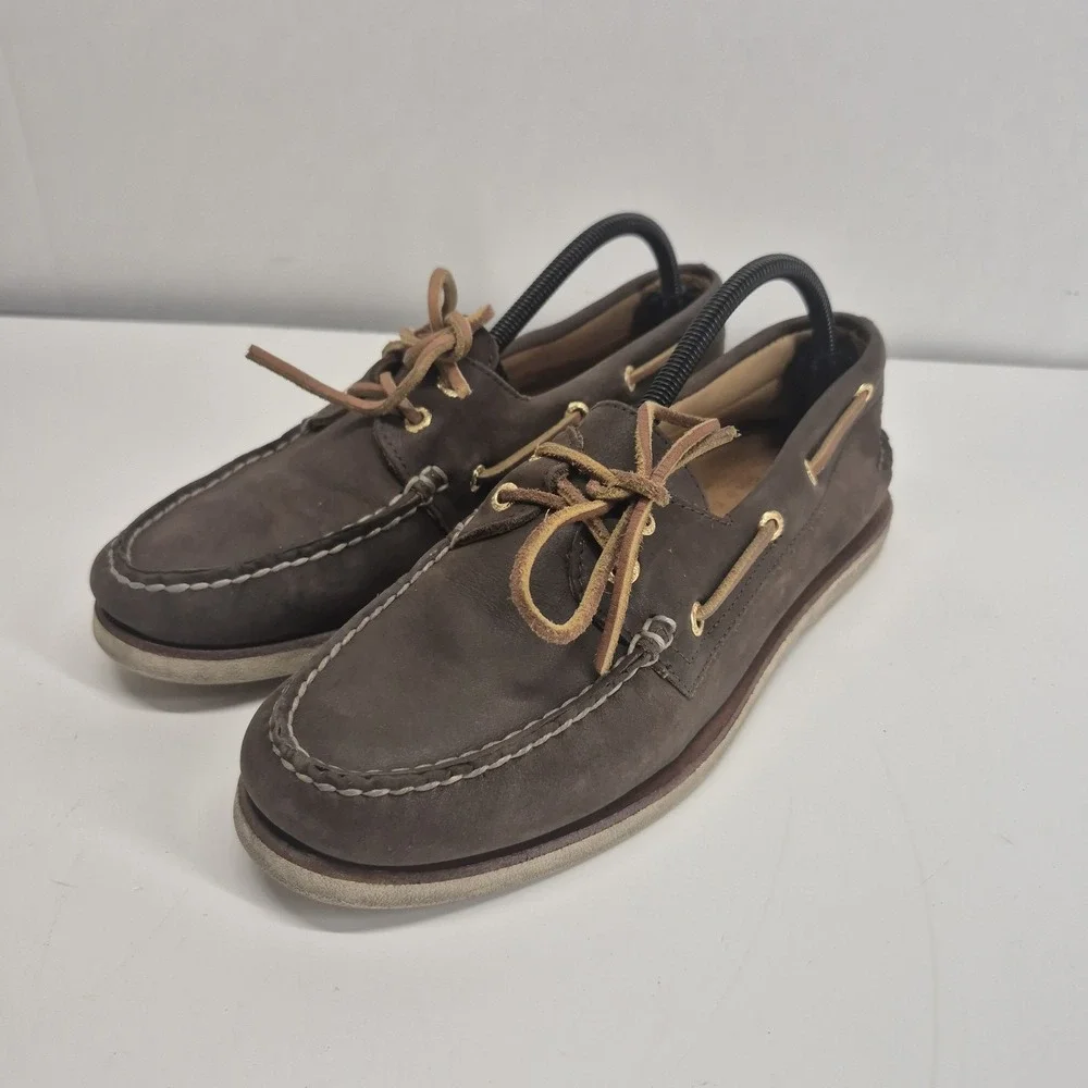 Sperry Gold Cup Boat Shoes 0219493 Dark Brown Soft Leather Mens Size 9.5 M